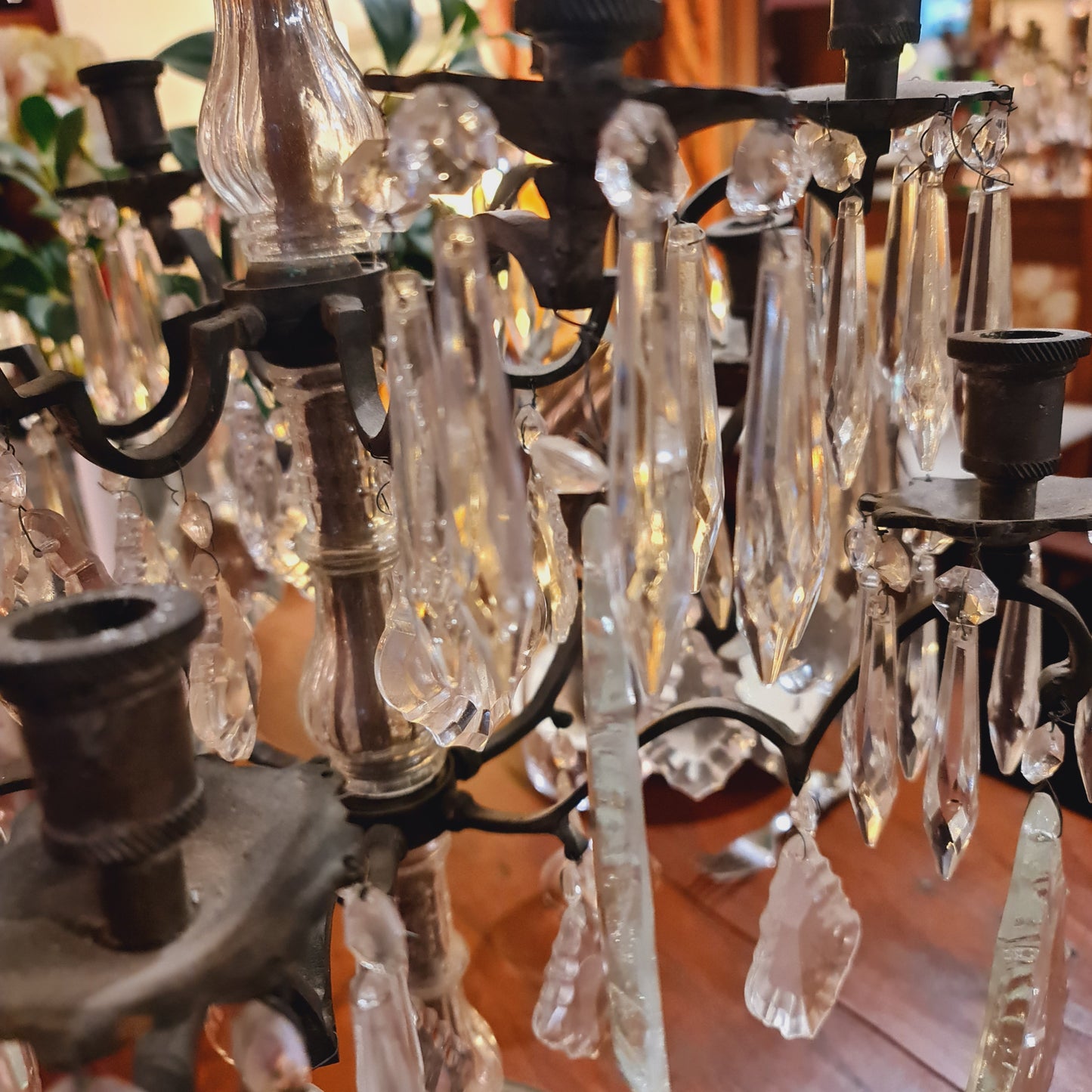Crystal Candelabra with Iron Frame