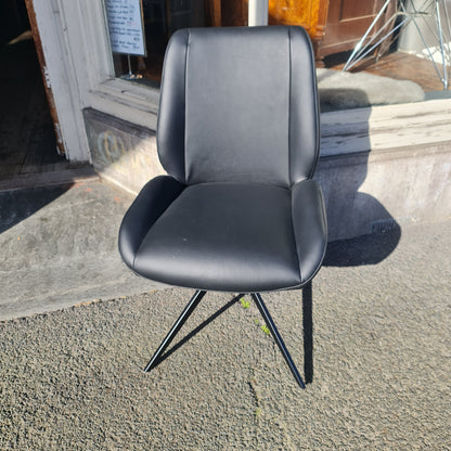 Black Leather Swivel Dining Chairs in as New Condition