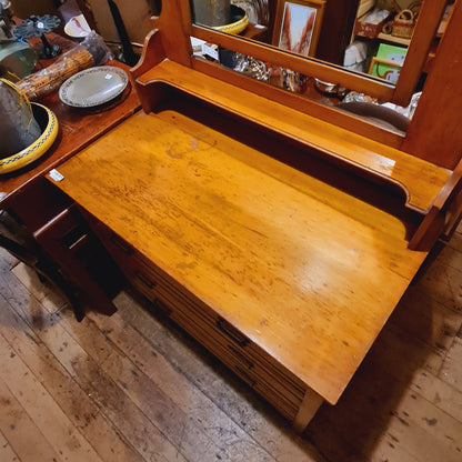 Antique Kauri Pine Dressing Table with Drawers and Mirror