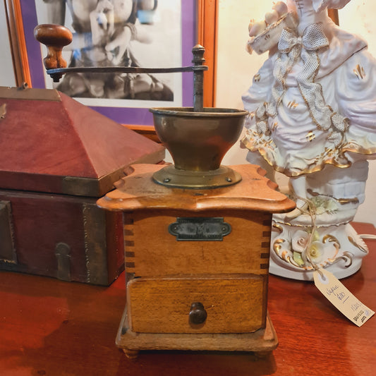 Coffee Grinder Antique 1900 German Dutch PeDe Caffeine Kitchen Cafe