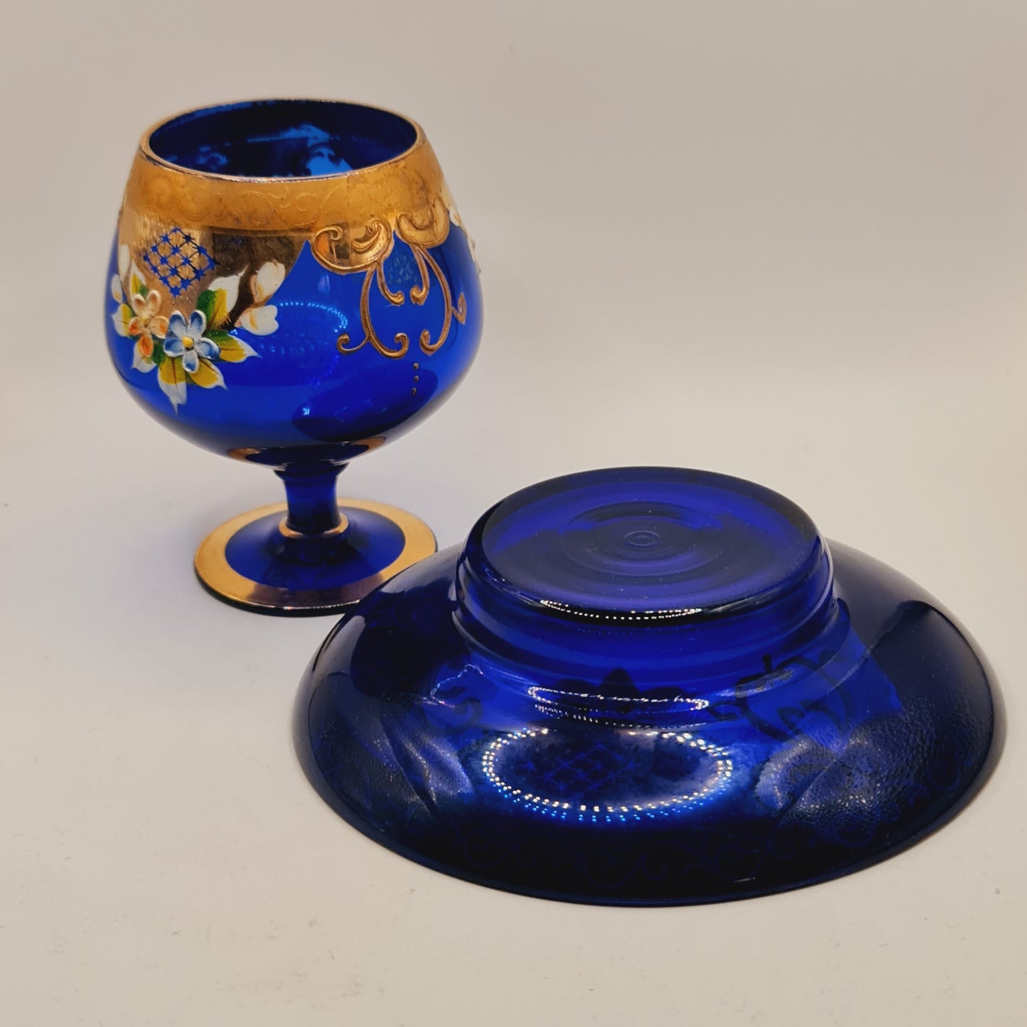 Italian Gilt Glass Goblet and Saucer