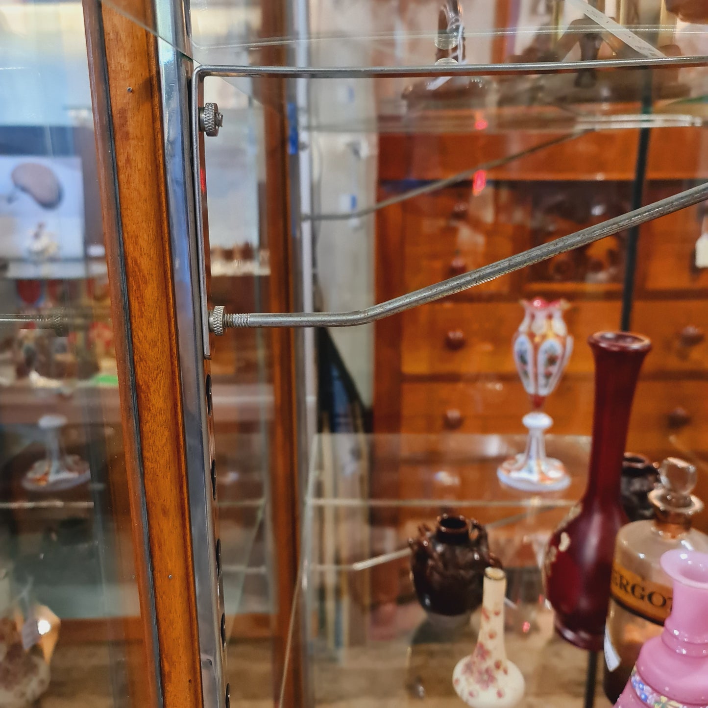 Antique Glass Display Cabinet with Wooden Frame made by Boston Co