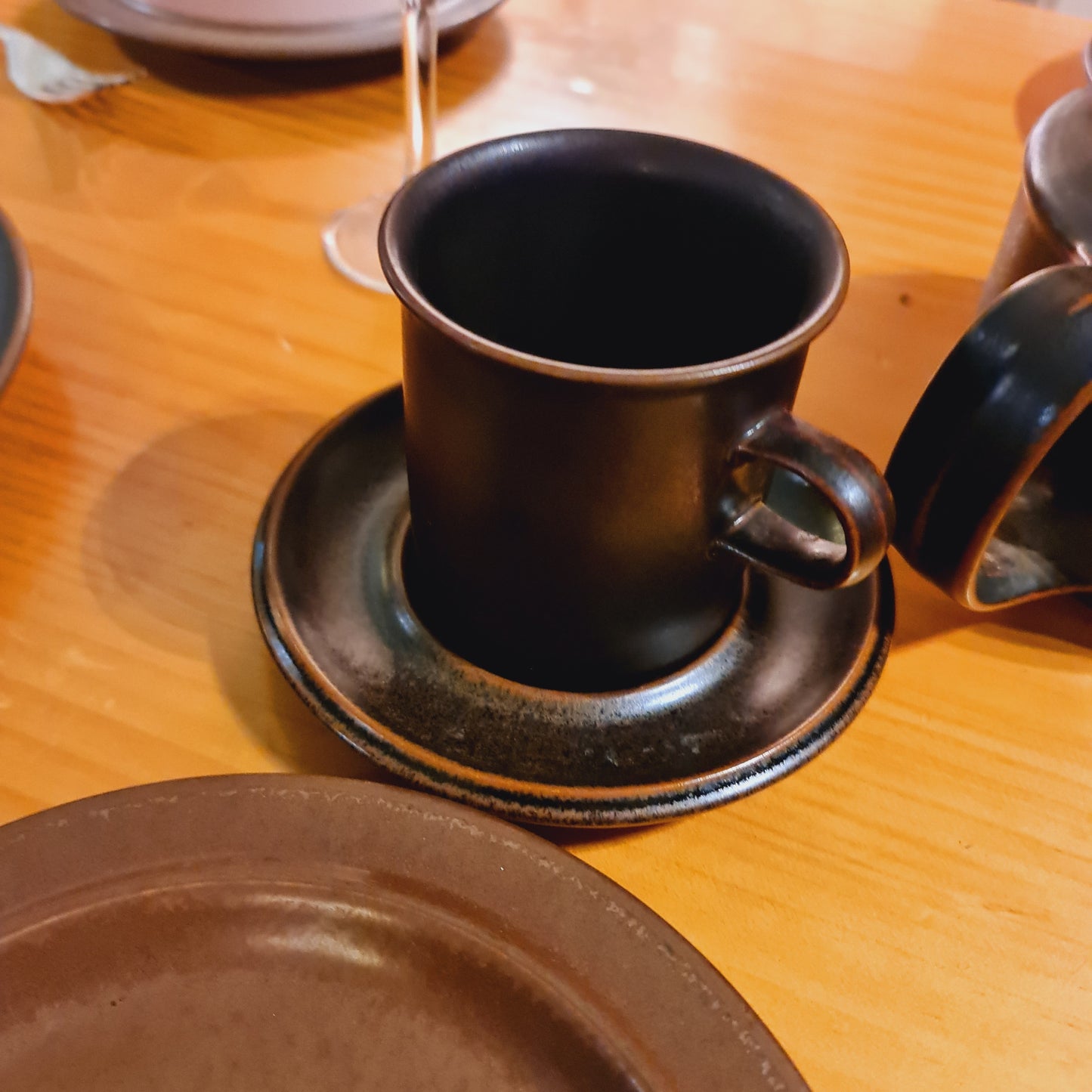 Collection of Arabia Ruska Stoneware Table Plates Cups and Teapots