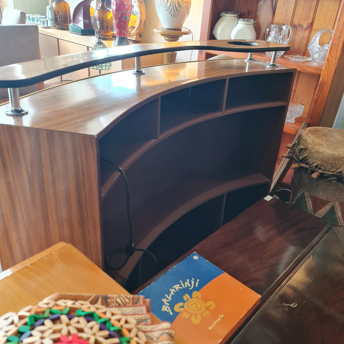 Vintage Cocktail Bar With Light and Storage Behind