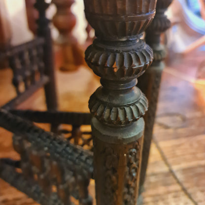 Morrocan Coffee Tray Table with Folding Legs and Brass Dished Top
