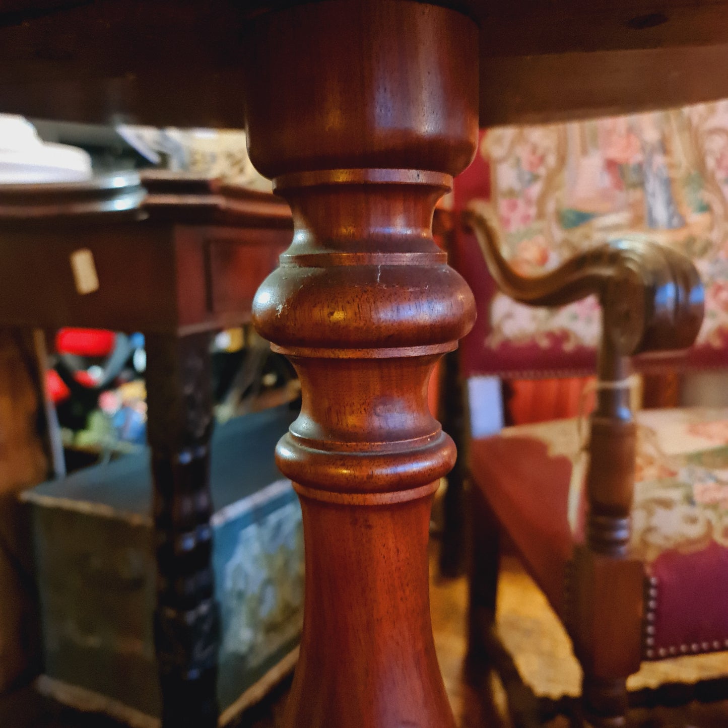 Round Antique Wine Table on a Tripod Base