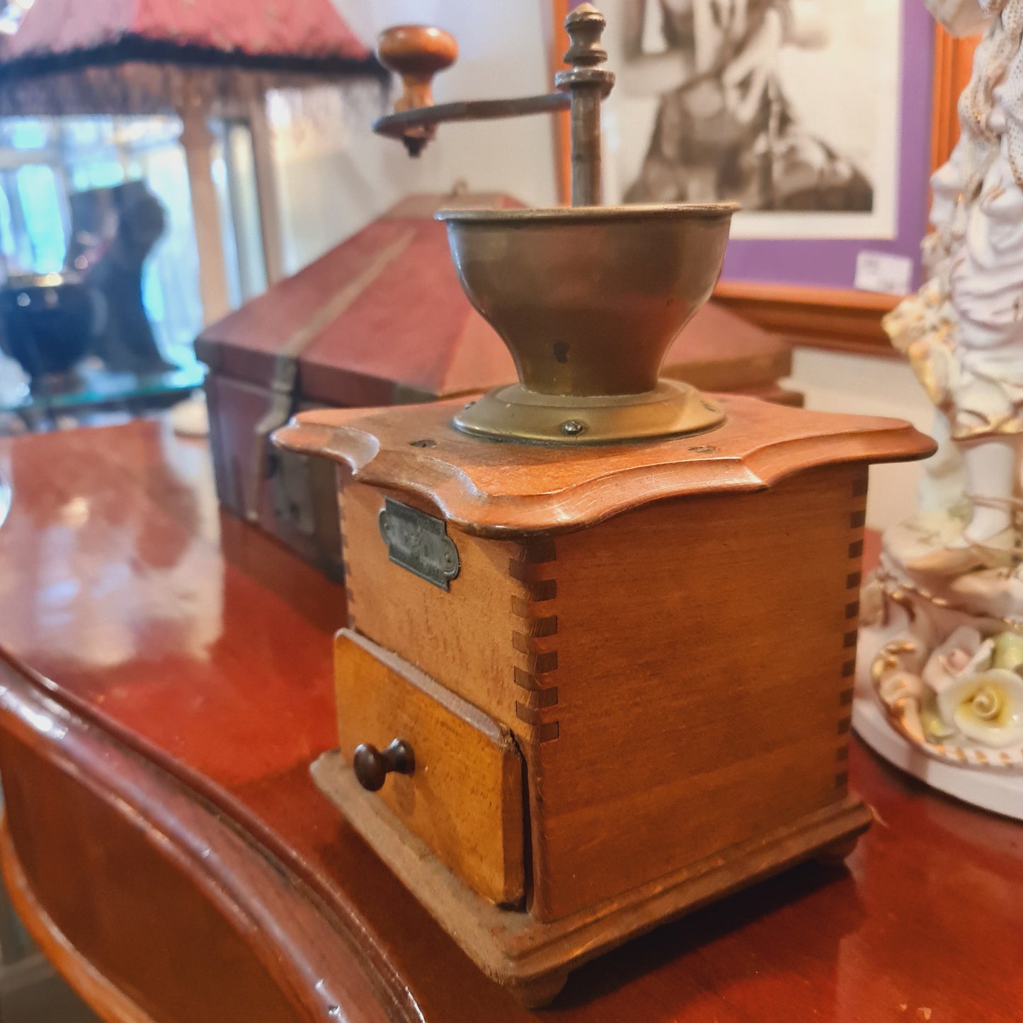 Coffee Grinder Antique 1900 German Dutch PeDe Caffeine Kitchen Cafe