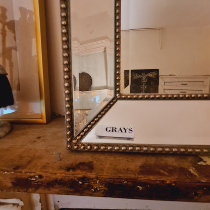 Silver Mirror Wall or Overmantel Cushion Facetted with Studs