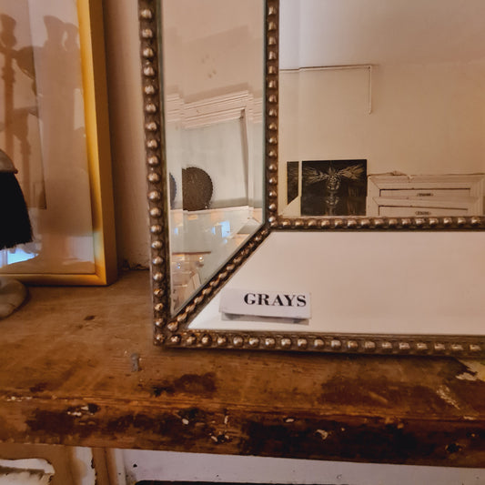Silver Mirror Wall or Overmantel Cushion Facetted with Studs