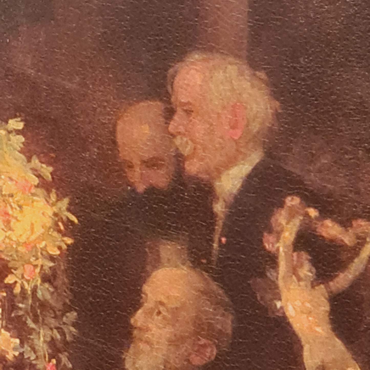 Gilt Framed Painting of Candlelit Dinner in the Impressionist Style