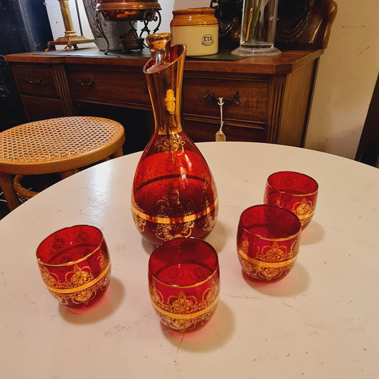 Decanter and Glasses from Murano Italian Glass Works