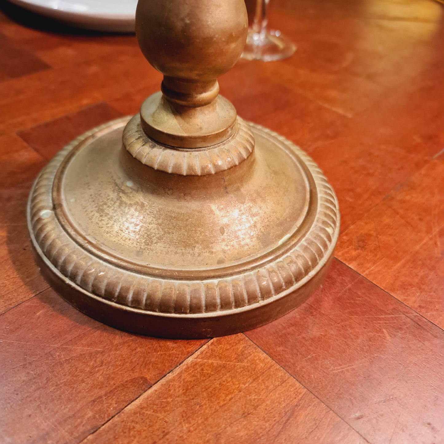 Pair of Antique Brass Candlesticks Pricketts