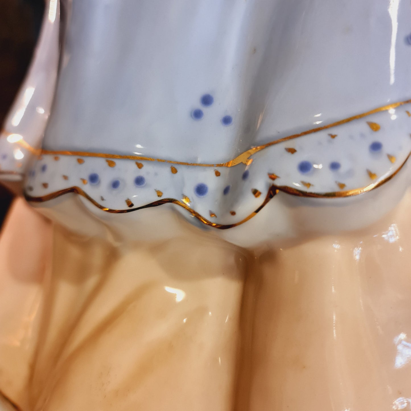 Large Loredano Figurine of Women in Antique Clothing and Dog