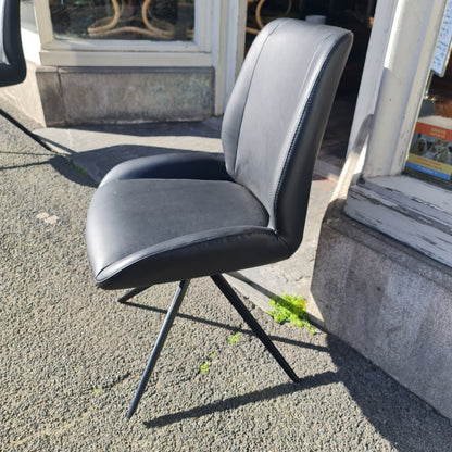Black Leather Swivel Dining Chairs in as New Condition