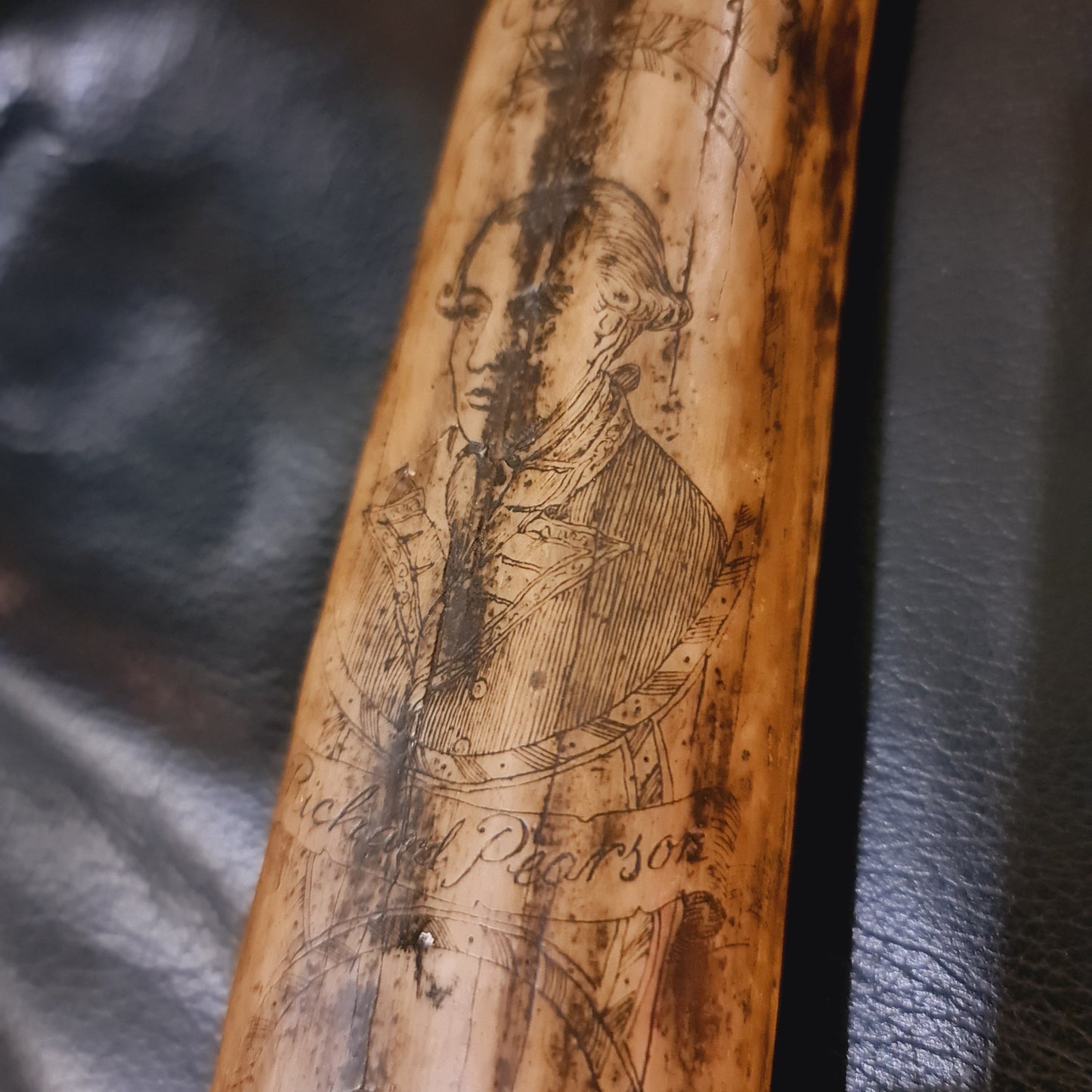Two large Pieces of Scrimshaw made from Resin