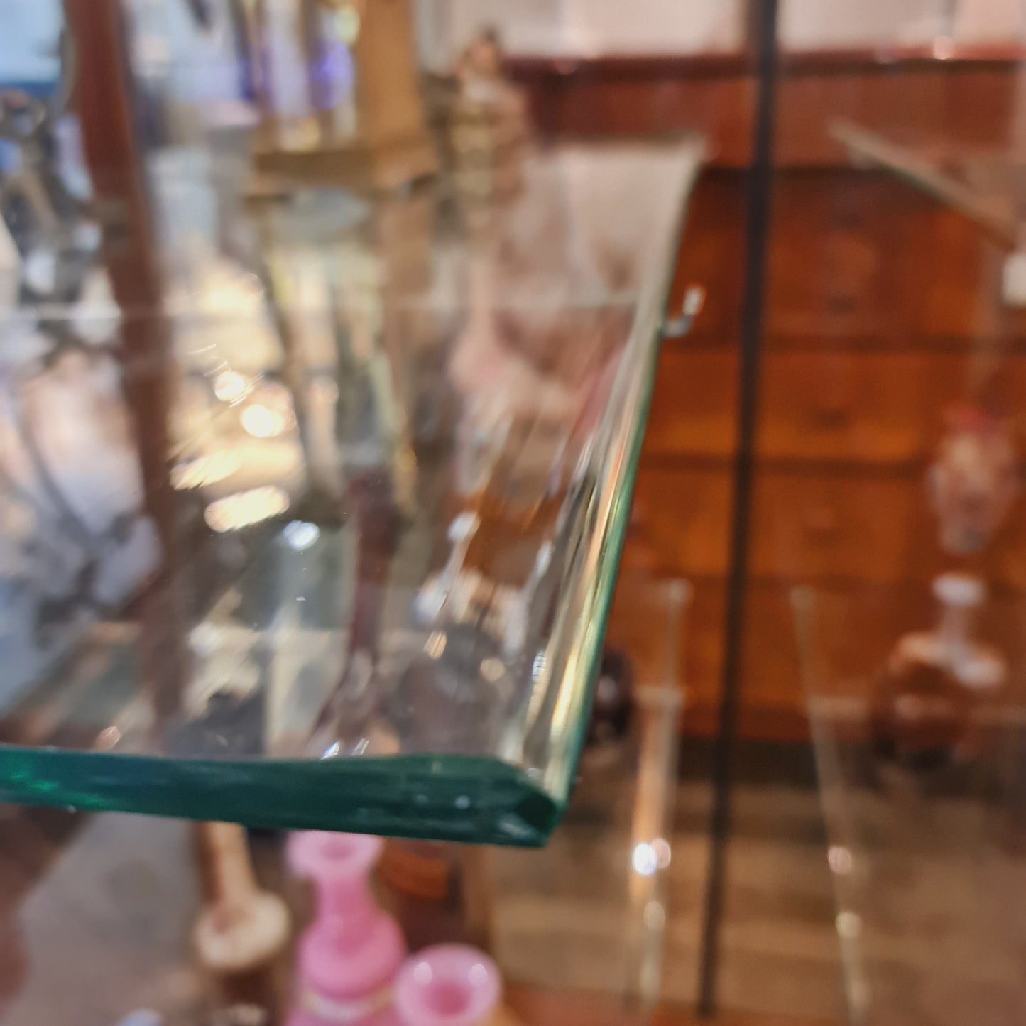 Antique Glass Display Cabinet with Wooden Frame made by Boston Co