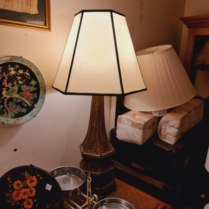 Pair of Table Lamps with Cane Bases Vintage Lighting