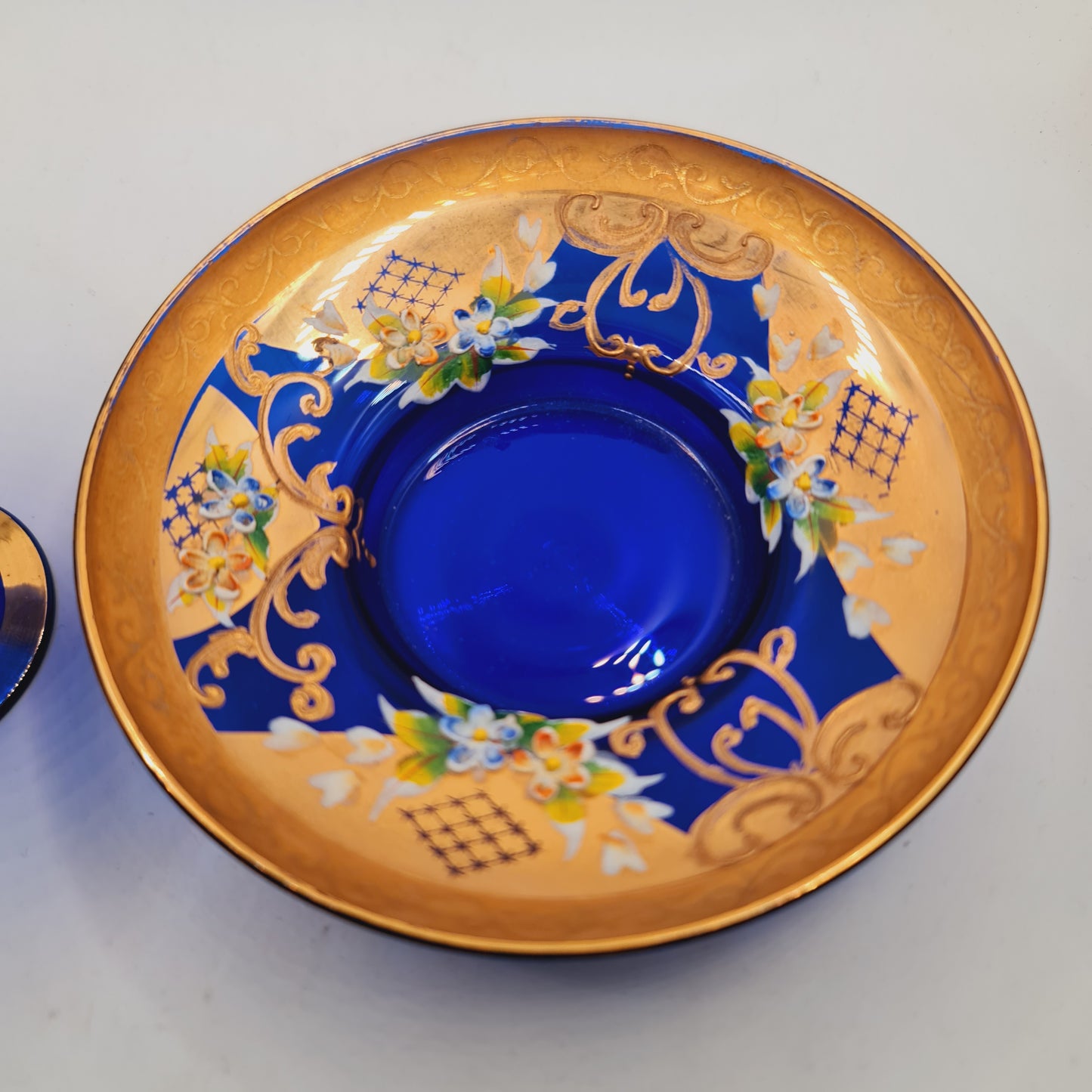 Italian Gilt Glass Goblet and Saucer