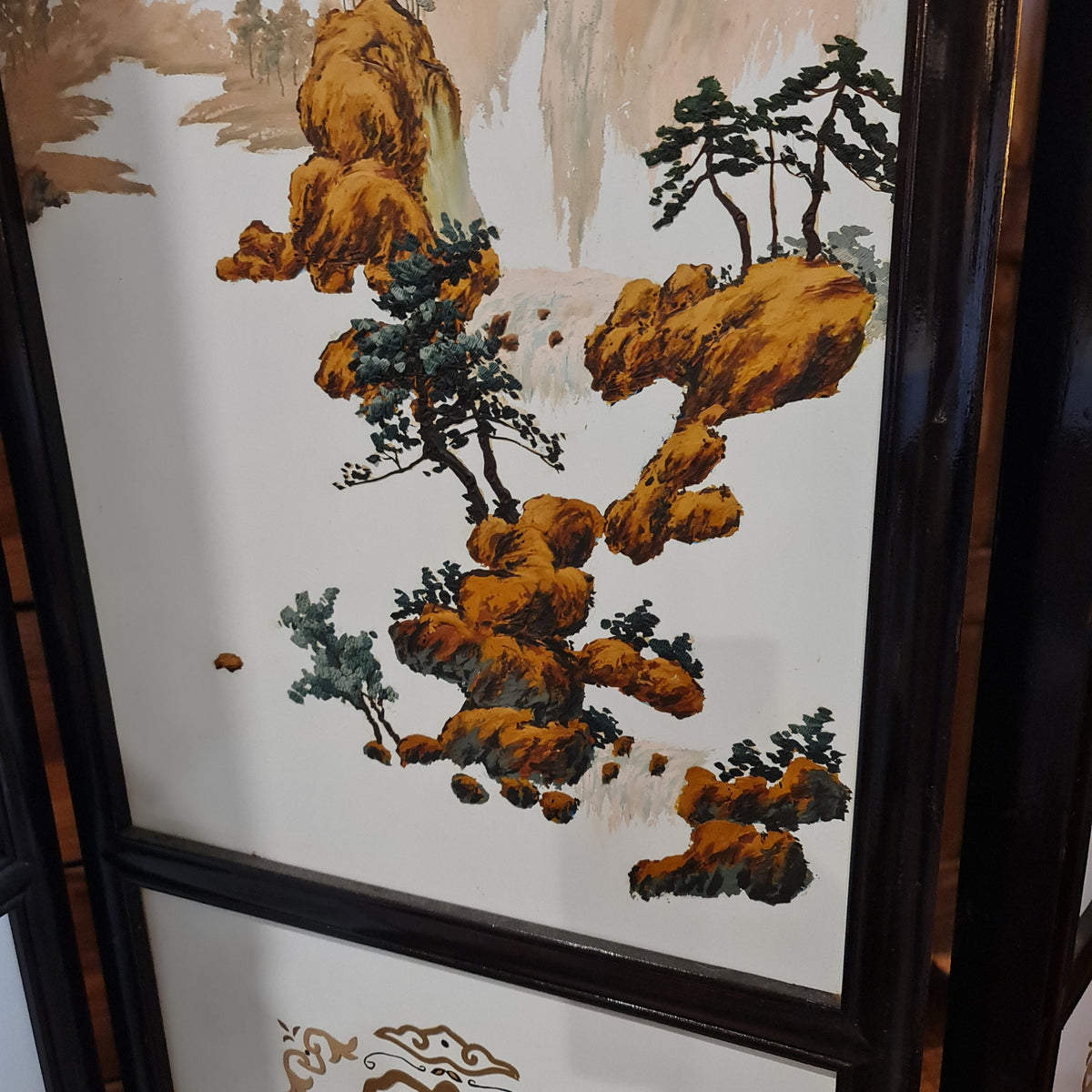 Three Panel Chinese Screen Room Divider Privacy Antique Style