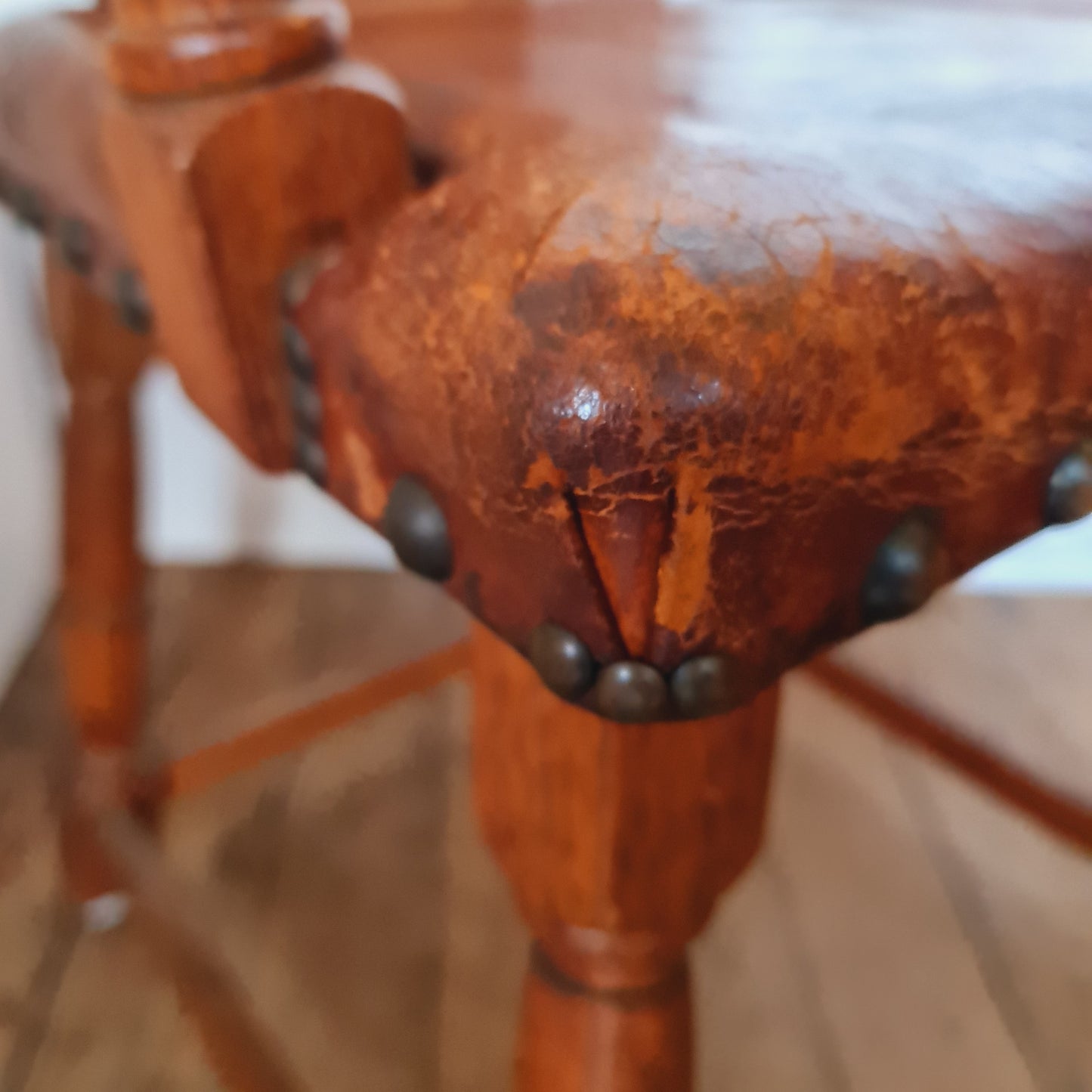 Antique Desk Chair from Holland Oak and Leather