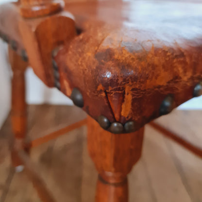 Antique Desk Chair from Holland Oak and Leather