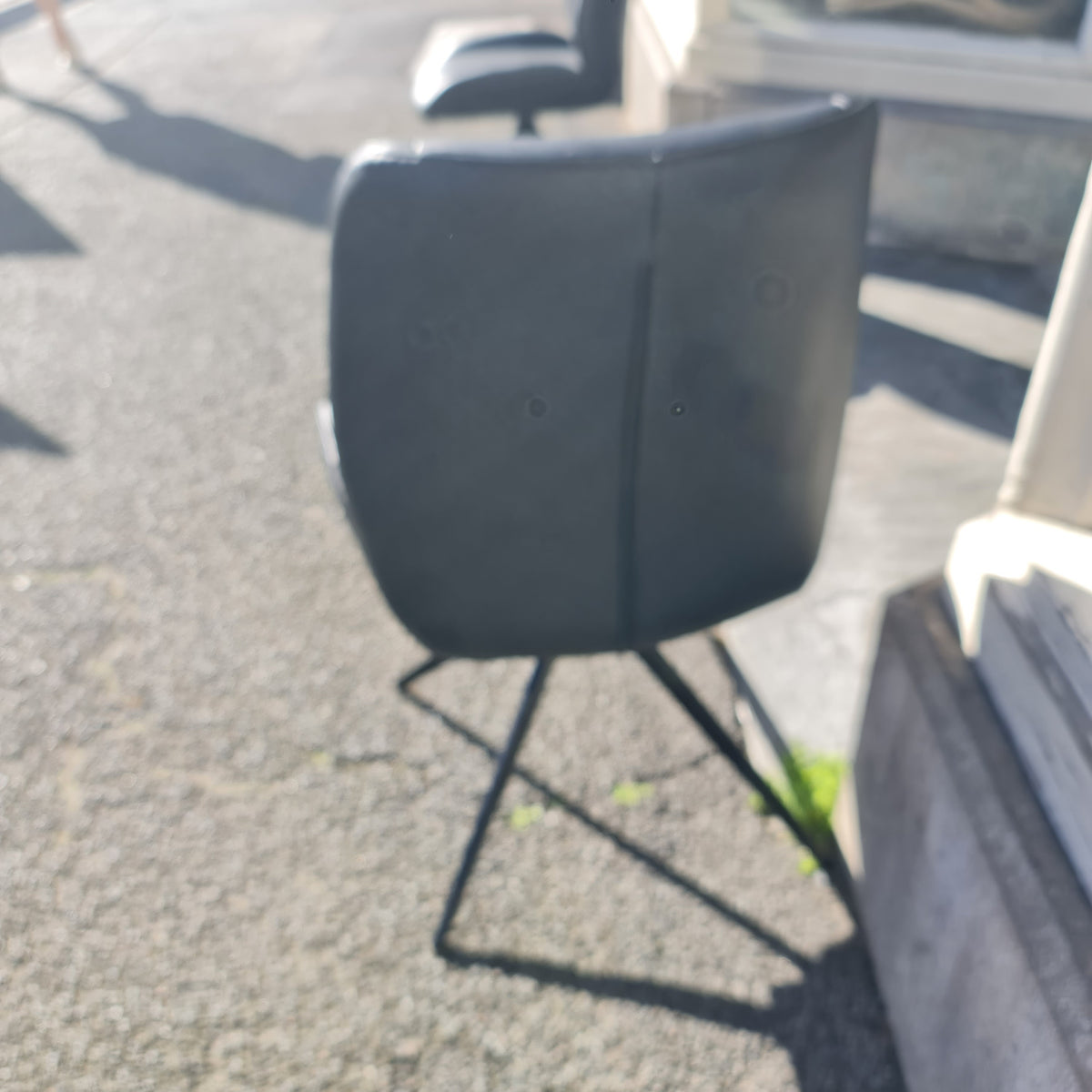Black Leather Swivel Dining Chairs in as New Condition