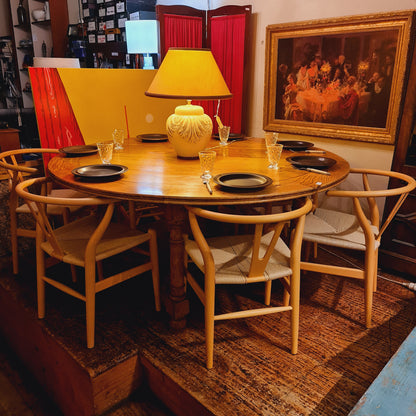 Round Solid Oak Table in the French Provincial Style