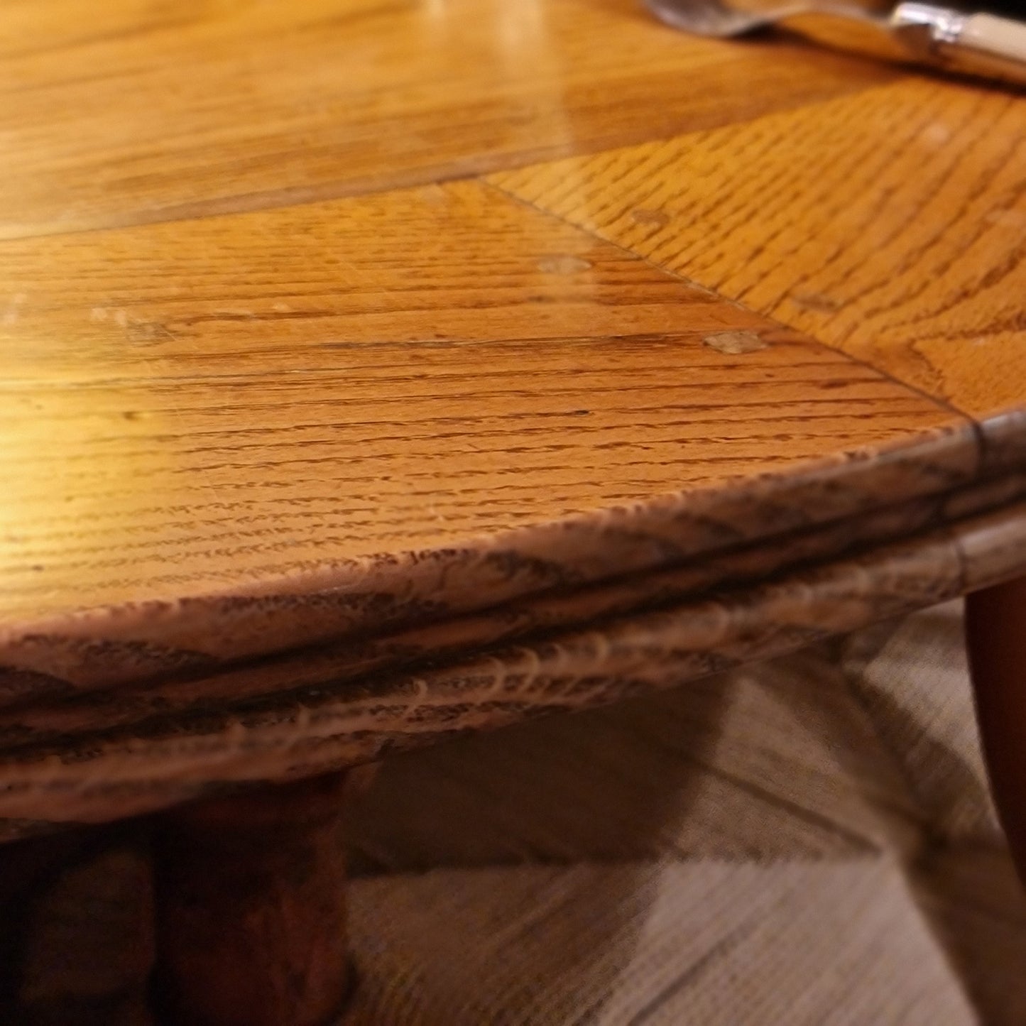 Round Solid Oak Table in the French Provincial Style