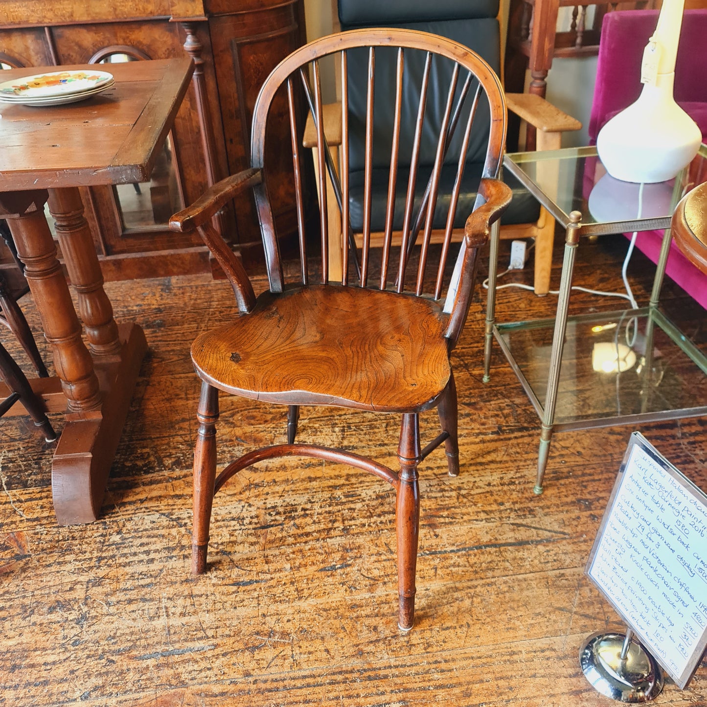 Set of Six Hoop Back Yew Dining Chairs with Arms