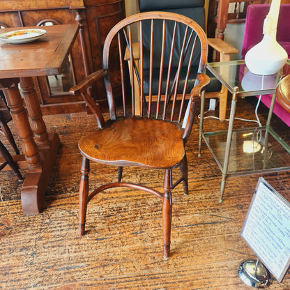 Set of Six Hoop Back Yew Dining Chairs with Arms