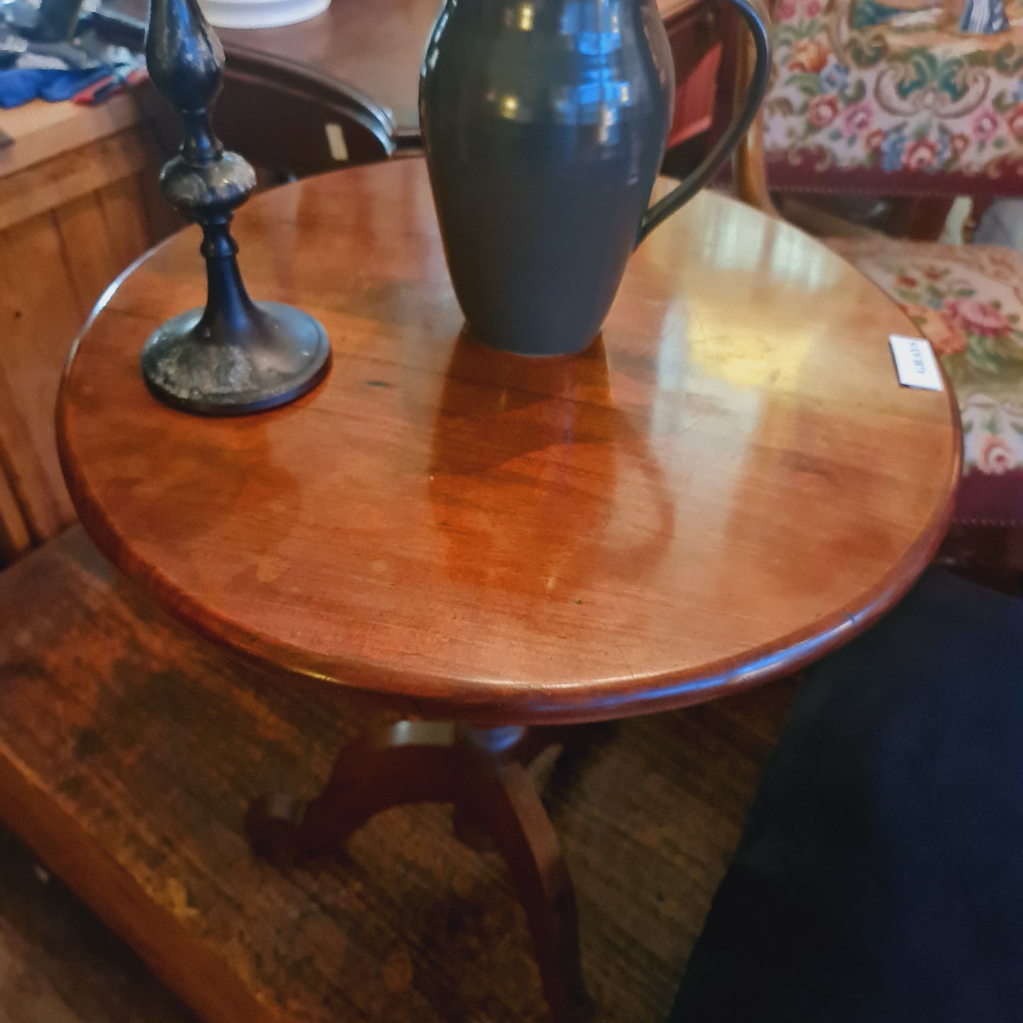 Round Antique Wine Table on a Tripod Base