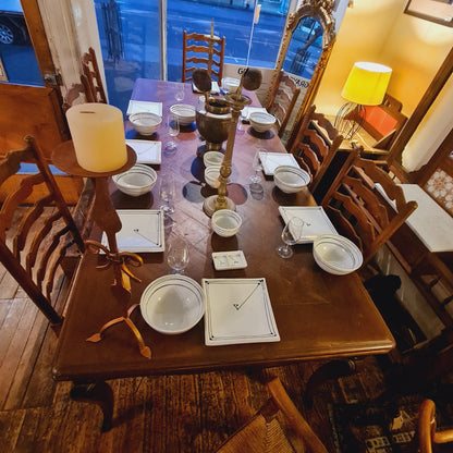 French Extension Table for 14 with 8 Rush Seated Chairs