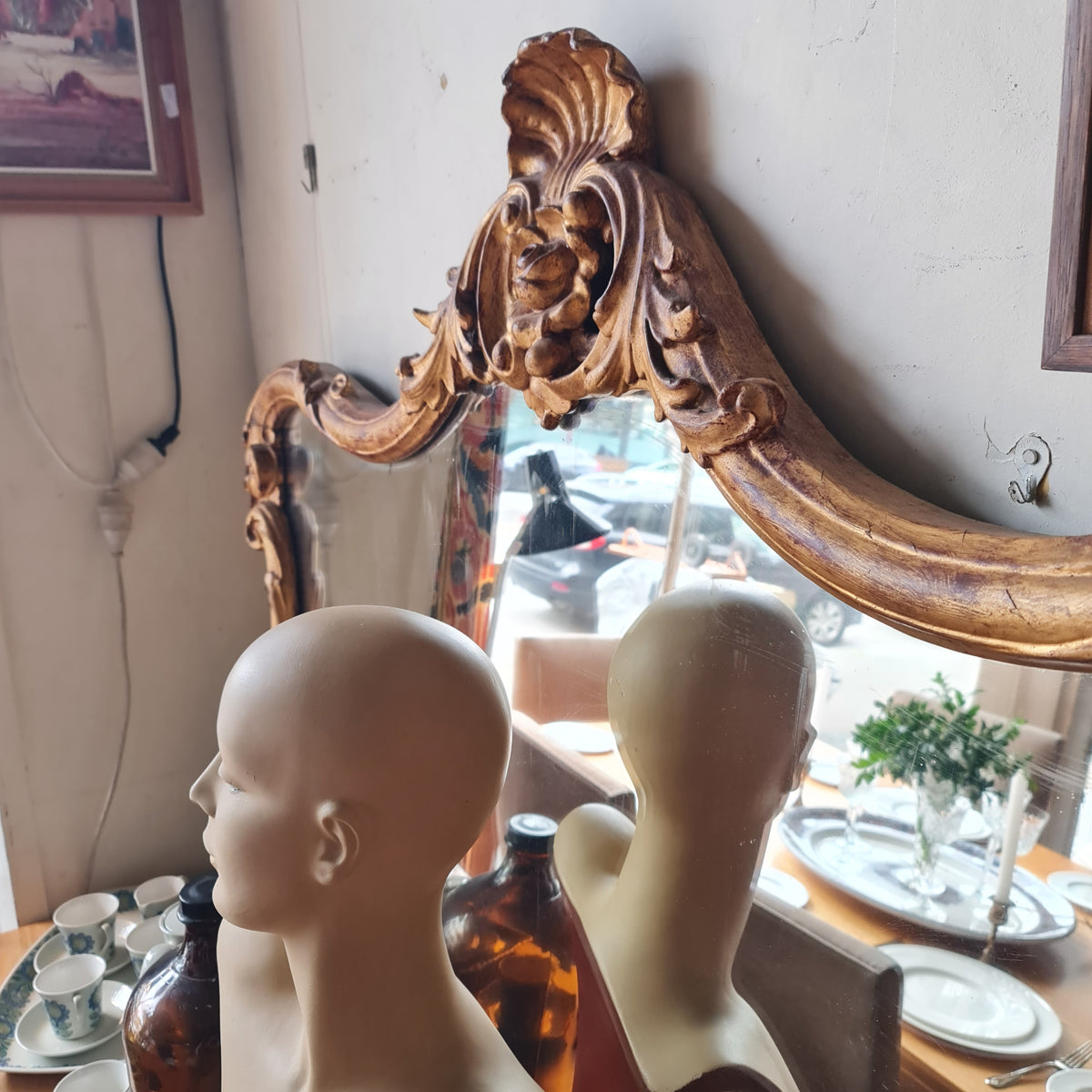 Antique Overmantel Gilt Framed Mirror Victorian Period