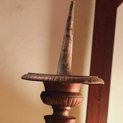 Pair of Antique Brass Candlesticks Pricketts