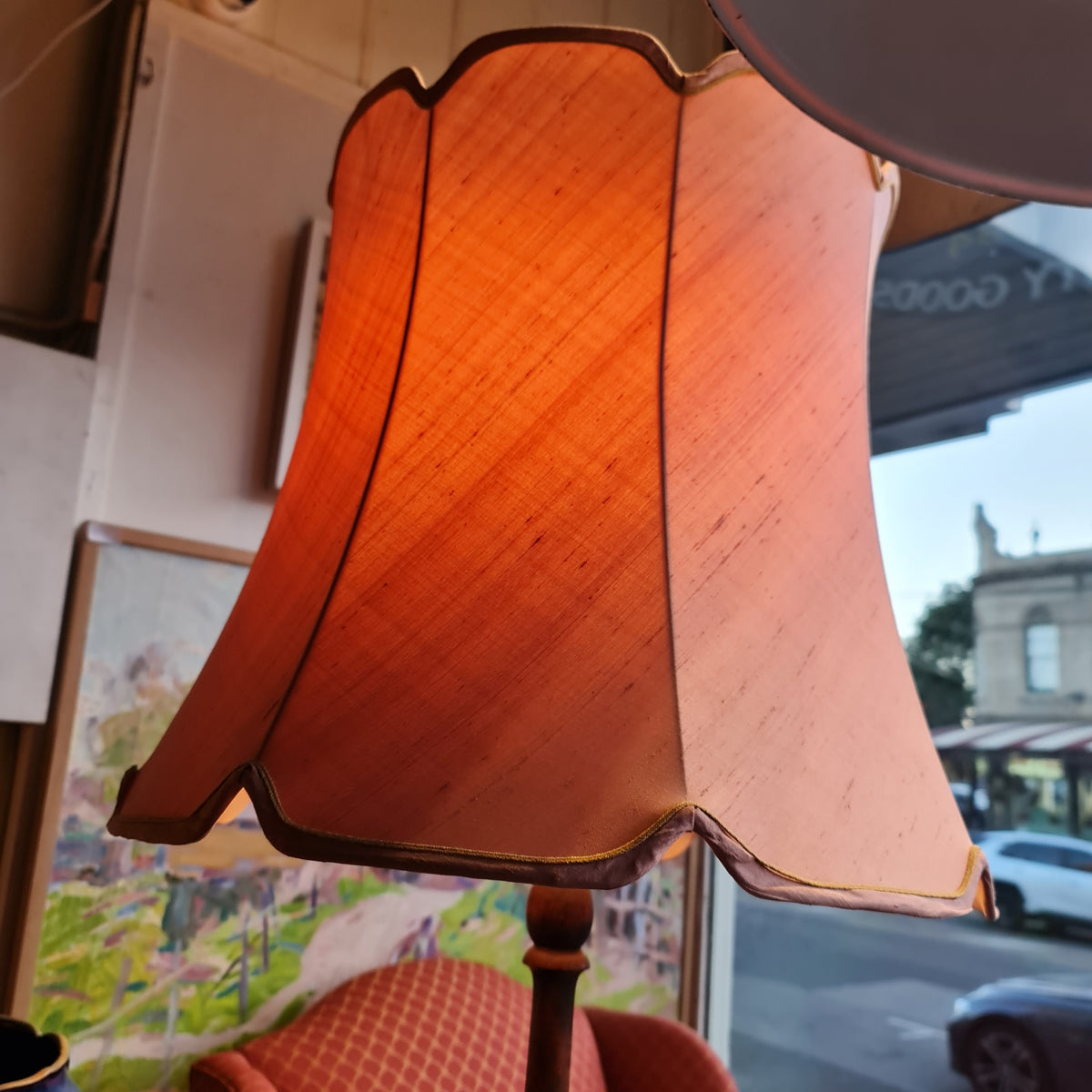 Standard Lamp with Wooden Base in the Vintage Style