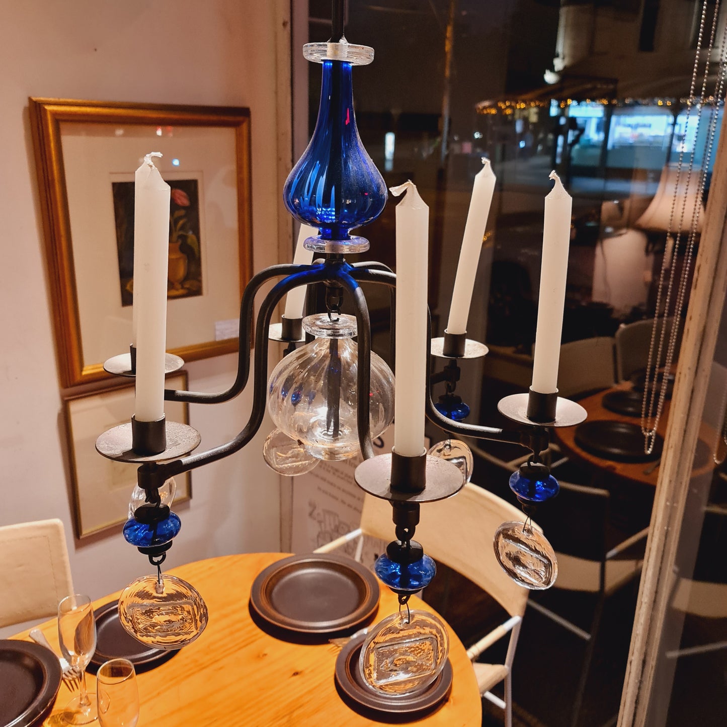Six (6) Branch Chandelier by Swedish maker Boda Smide from the 1960's
