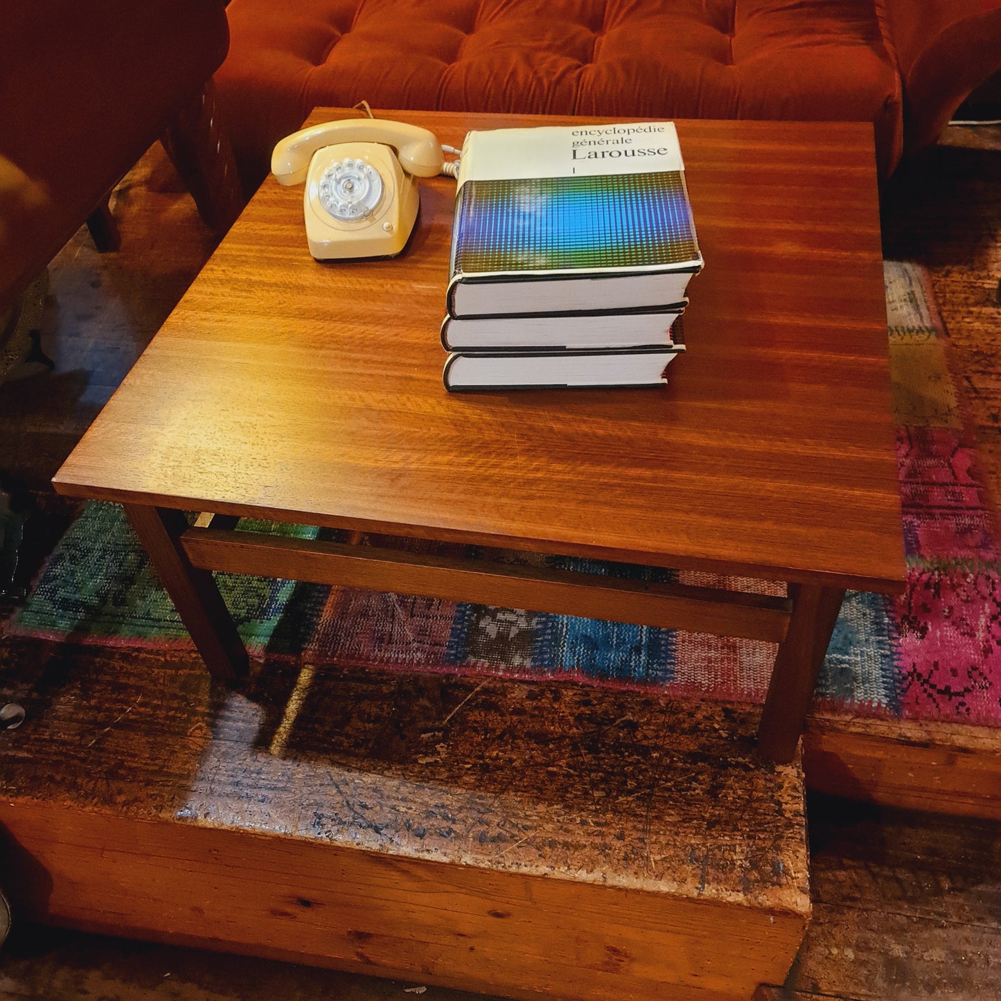 Sleek 1970's Square Danish Style Coffee Table in Teak Wood Finish