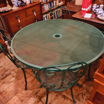 Garden Setting Round Table and Four Chairs Wrought Iron