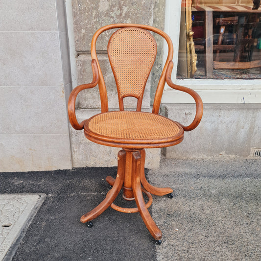 Bentwood Thonet Style Vintage Desk Chair with Swivel