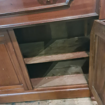 Antique Bureau Cabinet Incorporating Red Leather Top Desk