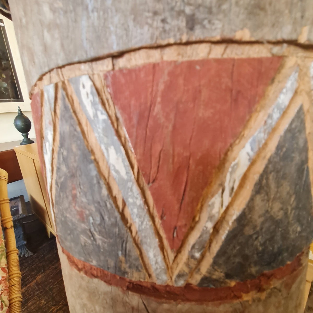 African Standing Drum with Original Leather