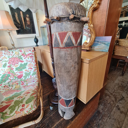 African Standing Drum with Original Leather