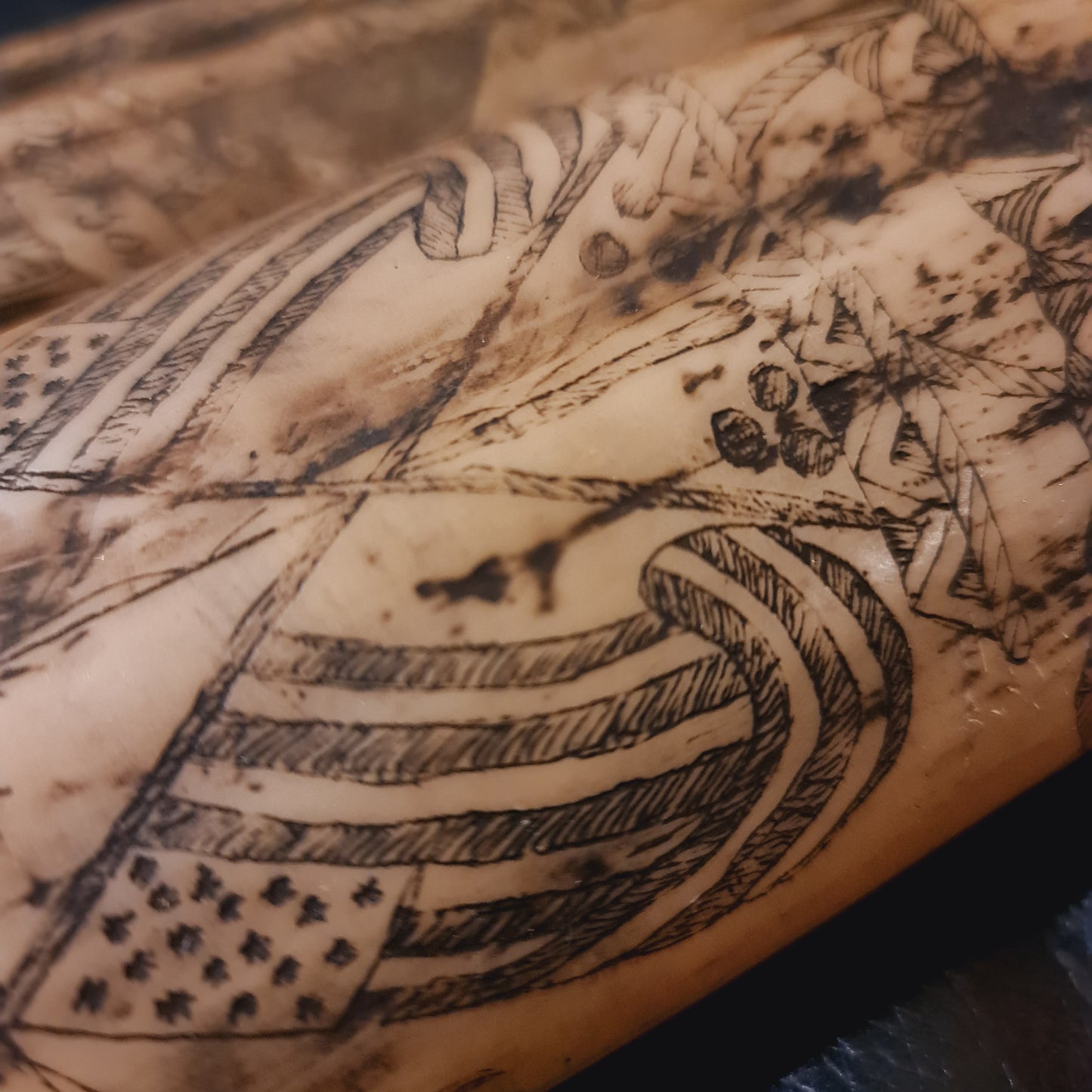Two large Pieces of Scrimshaw made from Resin