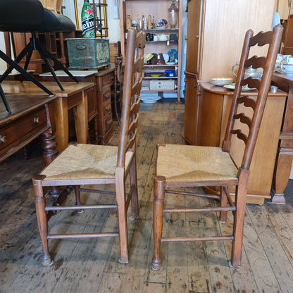 Six (6) Rush Seated Ladderback Chairs Made in France