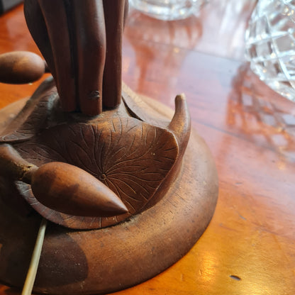 Table Lamp made from Wood in the Shape of a Flower