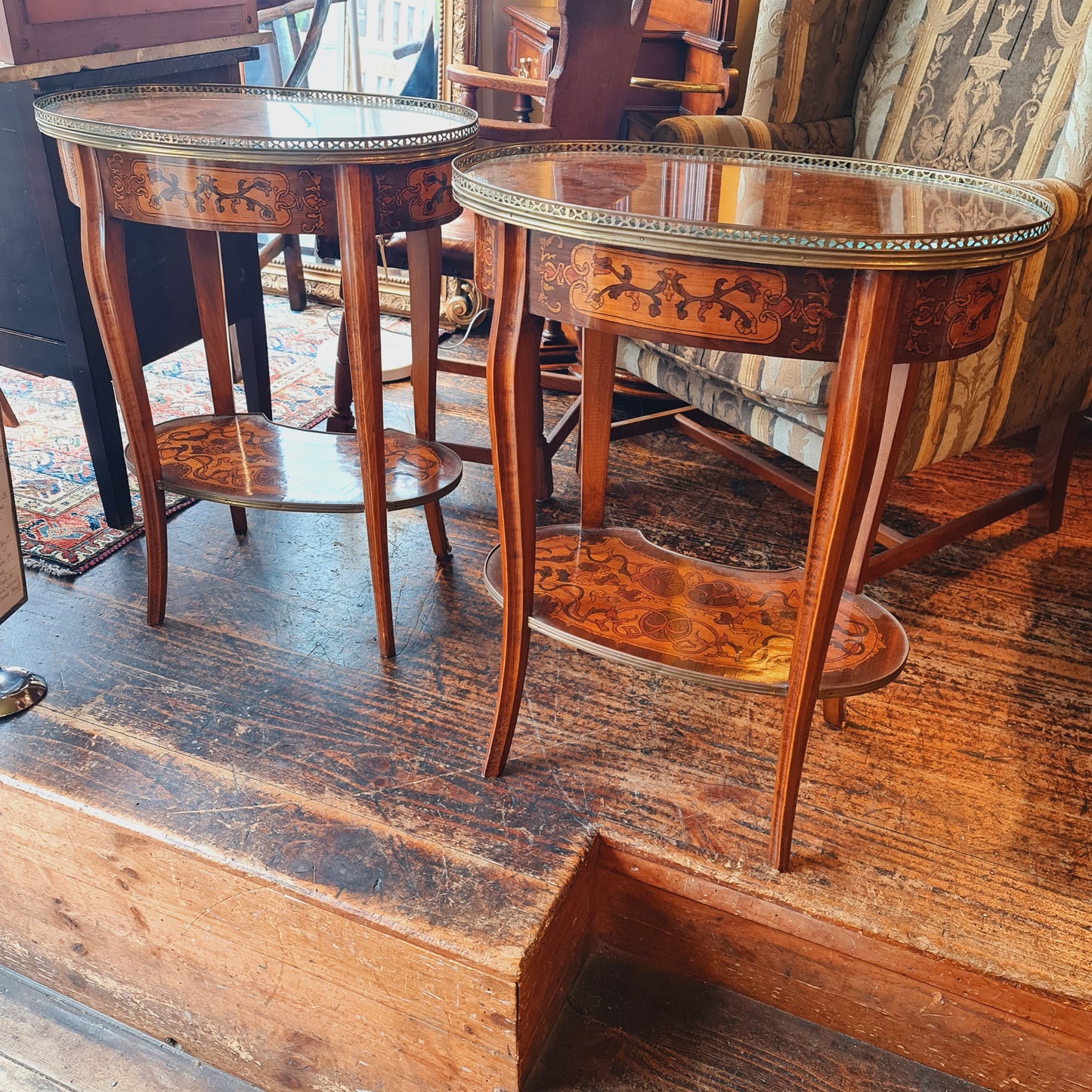 Pair of Bedside Tables with Drawers in the Antique French Style