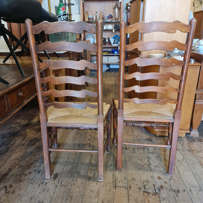 Six (6) Rush Seated Ladderback Chairs Made in France